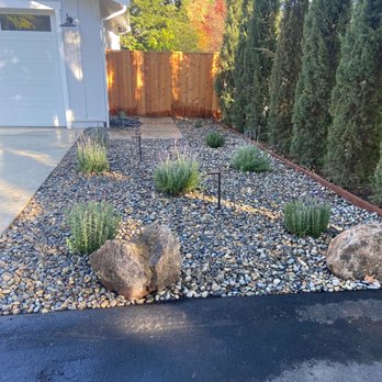 Gaspar's Landscaping Services - After (river rocks and lavender plants) - Masonry/Concrete Near Me - Concord, California