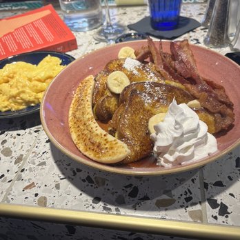 Just Brunch Breakfast Bar - This is bananas fosters French toast and a side of scrambled eggs it was divine. - Breakfast & Brunch Near Me - Duluth, Georgia