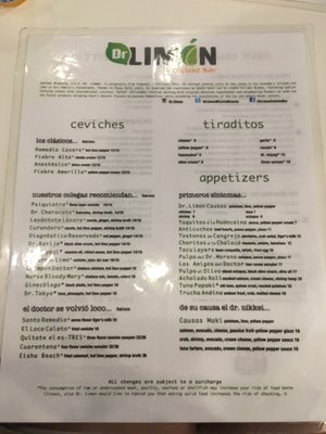 Menu photo 5 Dr. Limon Ceviche Bar - Kendall Miami, FL Menu photo 5 Dr. Limon Ceviche Bar - Kendall Miami, FL