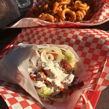 Falafel & Gyro - my (untouched) Chicken Gyro, and the bomb ass Curly Fries - Falafel Near Me - Vacaville, California