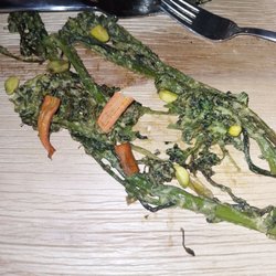 Sobremesa - Broccoli with caesar dressing and carrot bacon after I ate some.