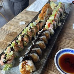 Miso Salmon Roll, Volcano Roll, Blizzard Roll, Sweet Potato Roll Miso Salmon Roll, Volcano Roll, Blizzard Roll, Sweet Potato Roll