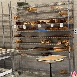Goguette Bread - Freshly made rack of baked goods.