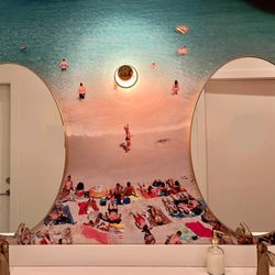 Bathroom beach mural.