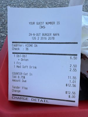 Menu photo 1 In-N-Out Burger Napa, CA Menu photo 1 In-N-Out Burger Napa, CA