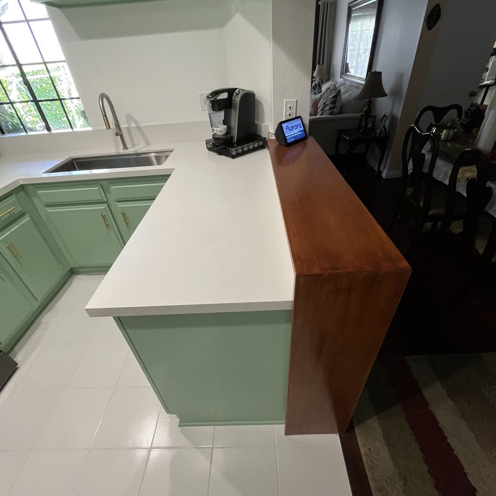 Parrish Design and Construction - Kitchen and counter top with waterfall - General Contractors Near Me - San Dimas, California