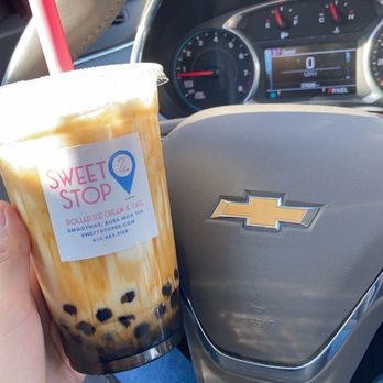 Sweet Stop - Uhhh not the exact name but brown sugar milk tea or something like that - Desserts Near Me - Geneva, Illinois