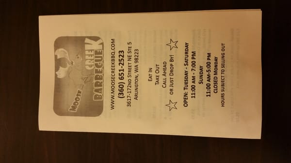 Menu photo 7 Moose Creek BBQ Arlington, WA Menu photo 7 Moose Creek BBQ Arlington, WA