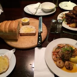 Garlic bread, spicy prawns and ribs Garlic bread, spicy prawns and ribs