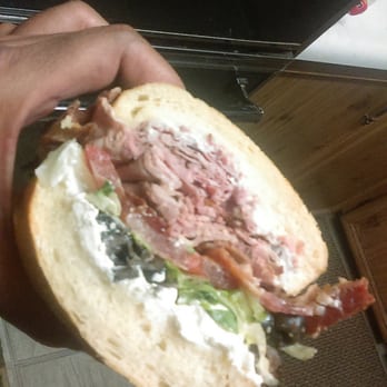 Dill's Deli & Bbq - Tri tip and pastrami double meat add cream cheese olives tomatoes bacon best sandwich ever ever eaten in my life - Delis Near Me - Redding, California