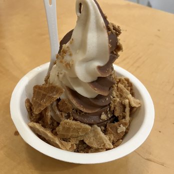 Eb & Bean - Chocolate Coconut/Horchata twist with cone pieces - Ice Cream & Frozen Yogurt Near Me - Portland, Oregon Eb & Bean - Chocolate Coconut/Horchata twist with cone pieces - Ice Cream & Frozen Yogurt Near Me - Portland, Oregon