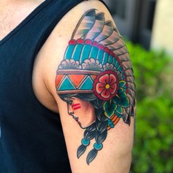 Tony Garcia Tattoos - Native girl head.
