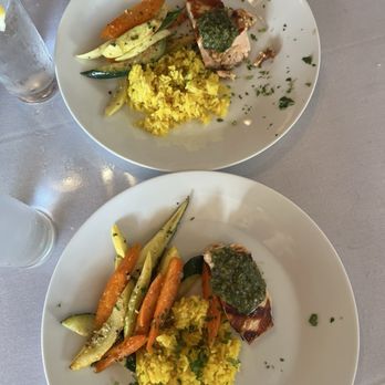 Lighthouse Bistro - Grilled Salmon, split into two portions for ease of sharing - Mediterranean Near Me - Monterey, California