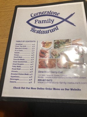 Menu photo 4 Cornerstone Family Restaurant Eureka, IL