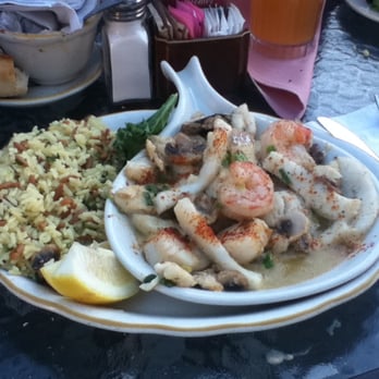 Brad's Restaurant - Seared mixed seafood dish, so good all for under $20 including the clam chowder! - Seafood Near Me - Pismo Beach, California