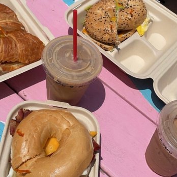 Katy's Cafe - Dirty chai with oat milk, zac's bagel, sunshine bagel - Breakfast & Brunch Near Me - Imperial Beach, California