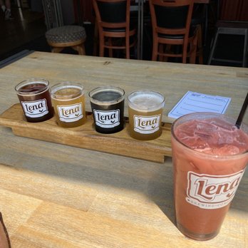 Lena Brewing Company - Beer sampler and black, cherry cream sickle cocktail - really good too! - New American Near Me - Lena, Illinois