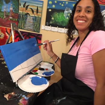 Wine & Design - Felt like I couldn't even paint a sky blue and ended up with a beautiful rendition of Starry Night full of colors!! And a palm tree! - Paint & Sip Near Me - Hilton Head Island, South Carolina