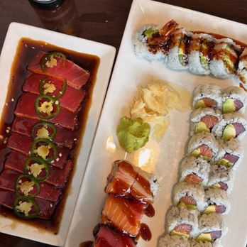 Wasabi House - Tuna pepper appetizer Pick 3 special: salmon avocado / tuna avocado / shrimp tempura avocado - Japanese Near Me - Pace, Florida Wasabi House - Tuna pepper appetizer Pick 3 special: salmon avocado / tuna avocado / shrimp tempura avocado - Japanese Near Me - Pace, Florida