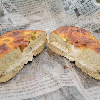 Bagel Exchange - jalapeño cheese bagel with cream cheese - Coffee & Tea Near Me - Alhambra, California Bagel Exchange - jalapeño cheese bagel with cream cheese - Coffee & Tea Near Me - Alhambra, California