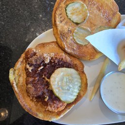 This was my Nashville spicey chicken sandwich. They took it back and brought one that actually fit the bun.