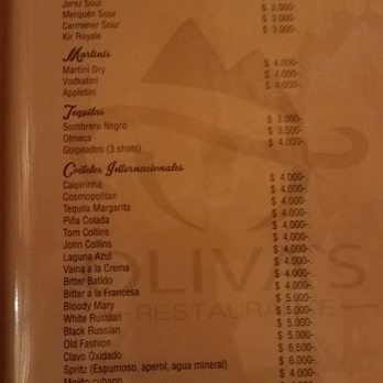 Oliva's - Menu - Chilean Near Me - Chillan, BI