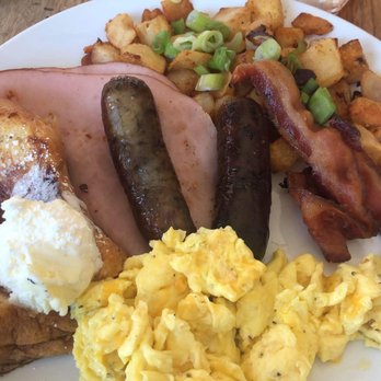 Milkweed - Morning madness - home fries, ham, bacon, sausage, eggs and French toast - New American Near Me - Boston, Massachusetts