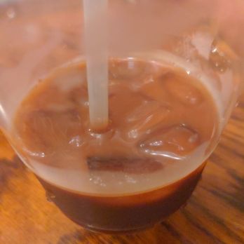 Kin Dee Bothell - Thai iced coffee most of the way gone.  So good!  Nice sweetness. - Thai Near Me - Bothell, Washington