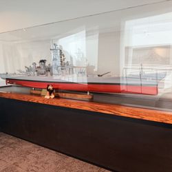USS Wisconsin BB-64 - Model of USS Wisconsin with travel friend Scar