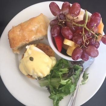 Mama's Boy - Half the salmon Benedict with a side of fruit - Southern Near Me - Athens, Georgia
