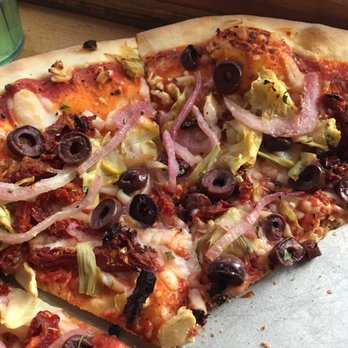 Pizza Mondo - Vegan soy cheese Mount Olympus pizza - Pizza Near Me - Bend, Oregon