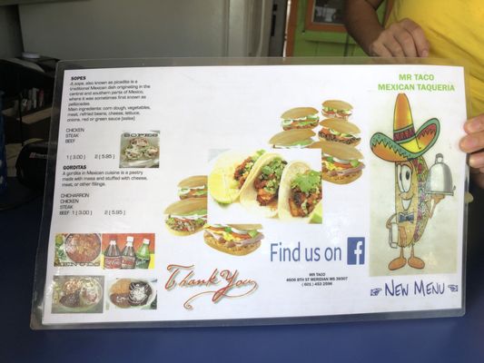 Menu photo 3 MR TACO Meridian, MS