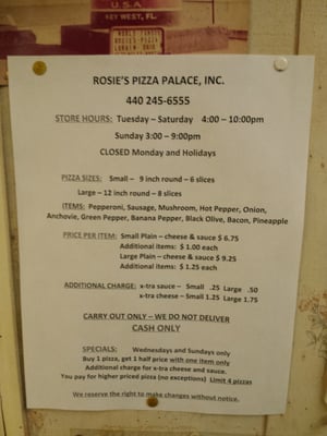Menu photo 3 Rosie's Pizza Palace Lorain, OH Menu photo 3 Rosie's Pizza Palace Lorain, OH