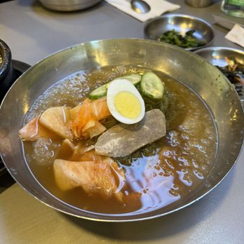 Korean Spring BBQ - Mul NaengMyeon (cold noodles with sliced beef in broth) - Korean Near Me - Santa Clara, California Korean Spring BBQ - Mul NaengMyeon (cold noodles with sliced beef in broth) - Korean Near Me - Santa Clara, California
