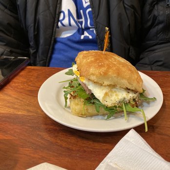 Little City Diner - Smoked prosciutto and arugula was on this fried egg biscuit. Delicious. - Breakfast & Brunch Near Me - Winterville, Georgia Little City Diner - Smoked prosciutto and arugula was on this fried egg biscuit. Delicious. - Breakfast & Brunch Near Me - Winterville, Georgia