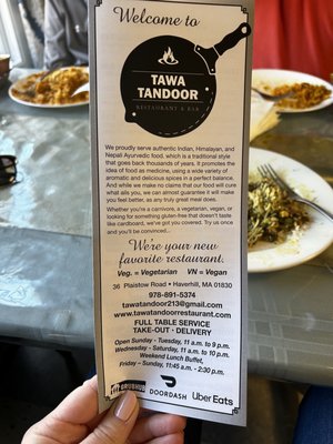 Menu photo 2 Tawa Tandoor Restaurant Haverhill, MA