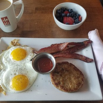 Crave Kitchen and Bar - Haystack with side of fresh berries. Best bacon ever and cooked to perfection! - New American Near Me - El Paso, Texas Crave Kitchen and Bar - Haystack with side of fresh berries. Best bacon ever and cooked to perfection! - New American Near Me - El Paso, Texas
