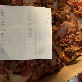 Pizza Crossing - Meat Lovers Pizza from Pizza Crossing and bill. - Pizza Near Me - Lancaster, Ohio