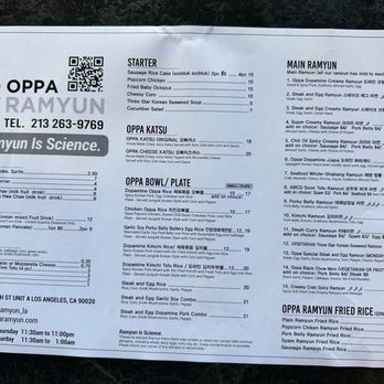 Oppa Ramyun - Menu, October 2025 - Korean Near Me - Los Angeles, California