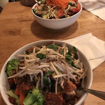 Higher Taste, Plant-Based - Thai Bowl and Ahimsa Bowl- both delicious! I ordered mine with extra sauce for both because it was so good! - Vegan Near Me - Long Beach, California