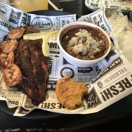 Cajun catfish and shrimp with red beans and rice Cajun catfish and shrimp with red beans and rice