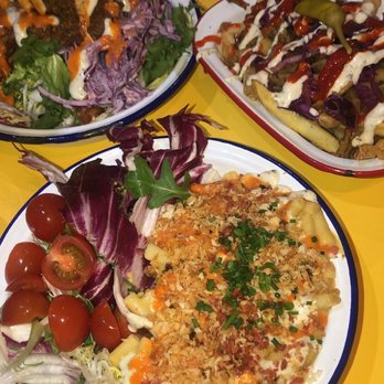 V Rev Vegan Diner - Buffalo Mac and cheese and buffalo chicken salad. Loaded fries on the side - Vegan Near Me - Manchester, XGM V Rev Vegan Diner - Buffalo Mac and cheese and buffalo chicken salad. Loaded fries on the side - Vegan Near Me - Manchester, XGM
