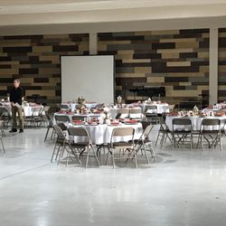 Banquet Hall decorated for fall event, hold around 300 people