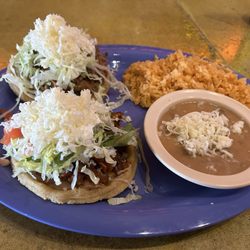 Sope dinner. Protein: Al pastor & shredded beef