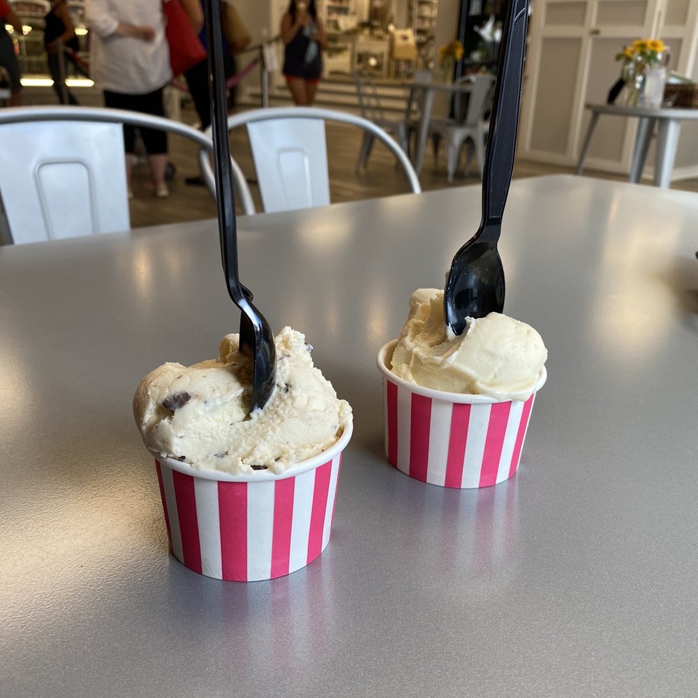 Mint Chocolate Chip on the left and Vanilla on the right