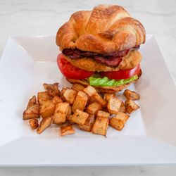 Prep Hero Cafe - Croissant BLT with homefries.