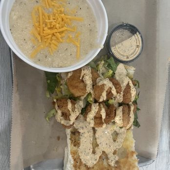 Kudzu Seafood Company - Shrimp Po' Boy and Cheese Grits - Seafood Near Me - Macon, Georgia Kudzu Seafood Company - Shrimp Po' Boy and Cheese Grits - Seafood Near Me - Macon, Georgia
