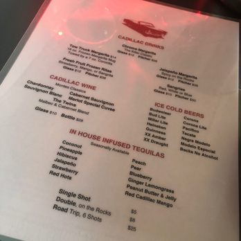 The Red Cadillac - Drink menu - Mexican Near Me - Union, New Jersey The Red Cadillac - Drink menu - Mexican Near Me - Union, New Jersey
