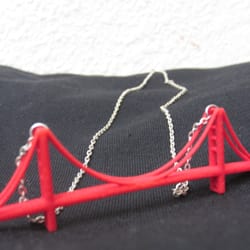 Elements - Golden Gate Bridge "Landmark" necklace produced by Hrvst 3D based in Emeryville and created on their 3D printer
