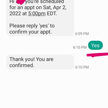 pH7 - Confirmation text - Nail Salons Near Me - Brooklyn, New York